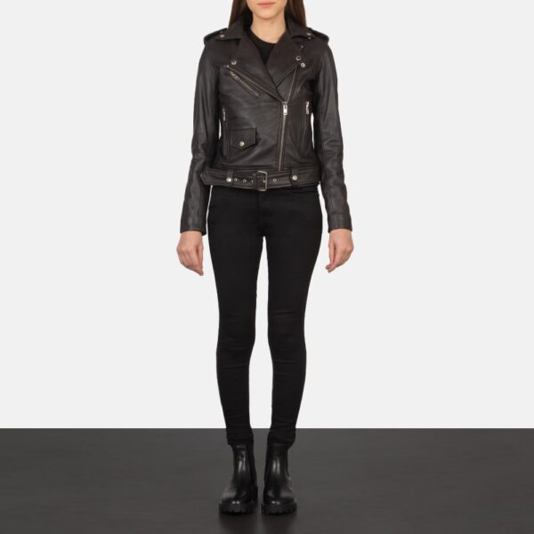 Alison Leather Biker Jacket in Brown