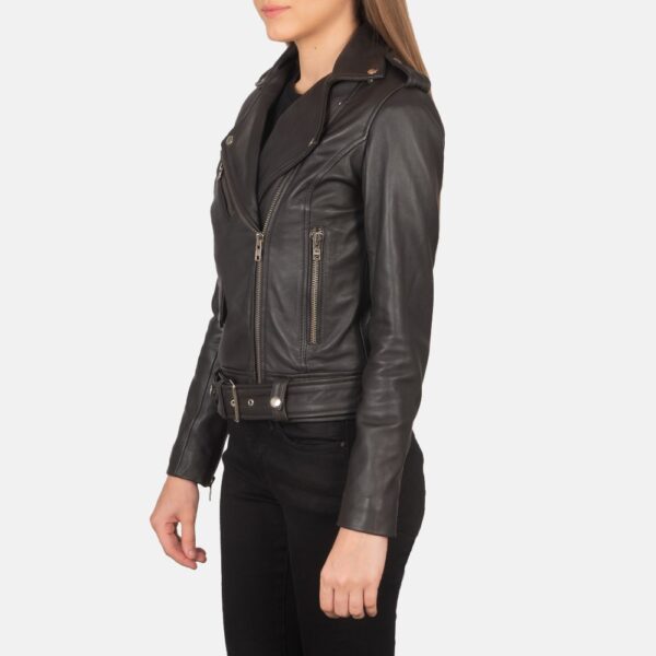 Alison Leather Biker Jacket in Brown