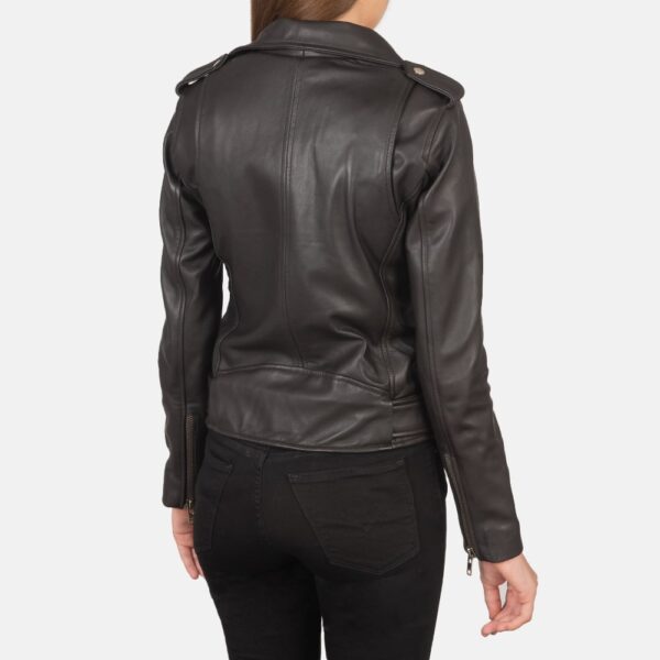 Alison Leather Biker Jacket in Brown