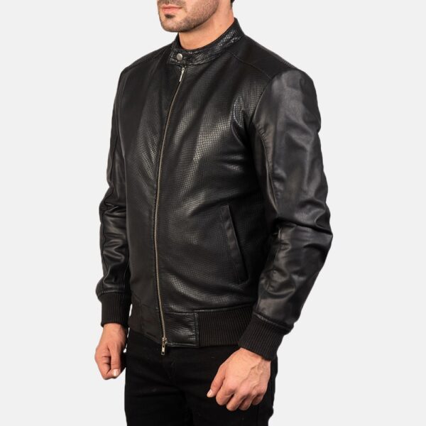 Avan Men's Black Leather Bomber Jacket