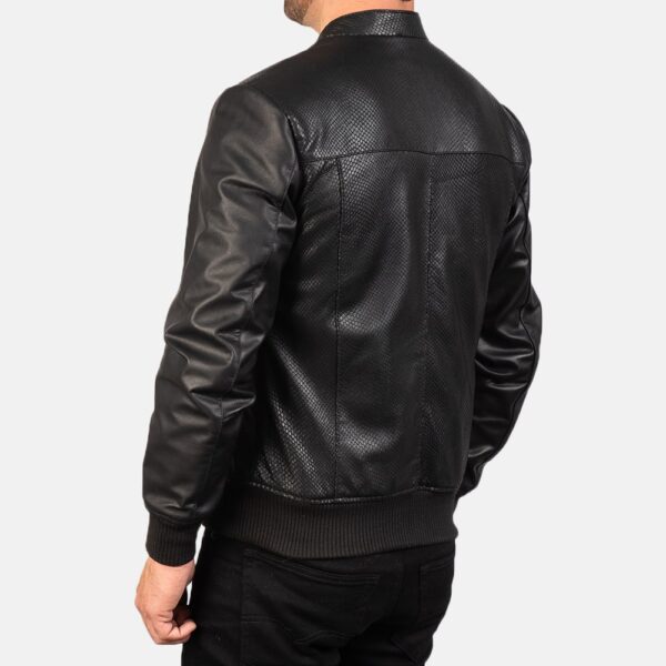 Avan Men's Black Leather Bomber Jacket