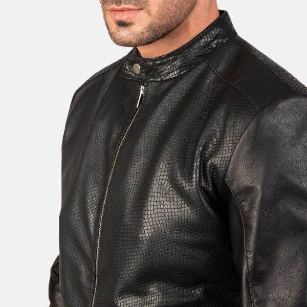 Avan Men's Black Leather Bomber Jacket