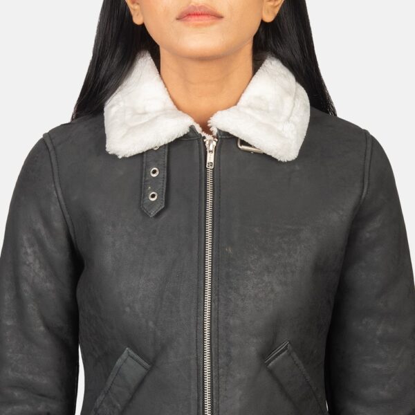 Black and White Sherilyn B-3 Leather Bomber Jacket