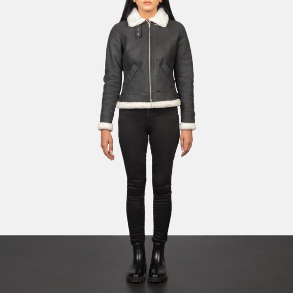 Black and White Sherilyn B-3 Leather Bomber Jacket