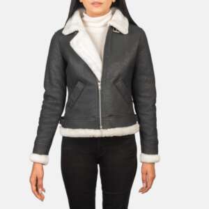 Black and White Sherilyn B-3 Leather Bomber Jacket