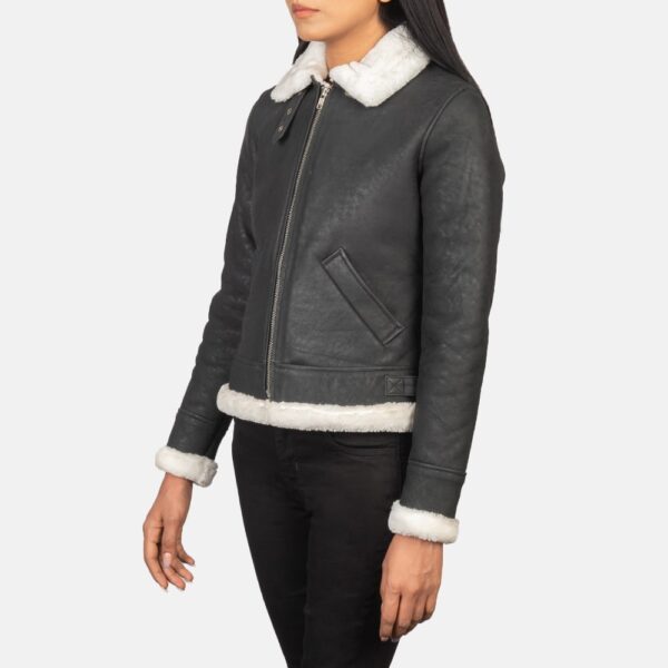 Black and White Sherilyn B-3 Leather Bomber Jacket