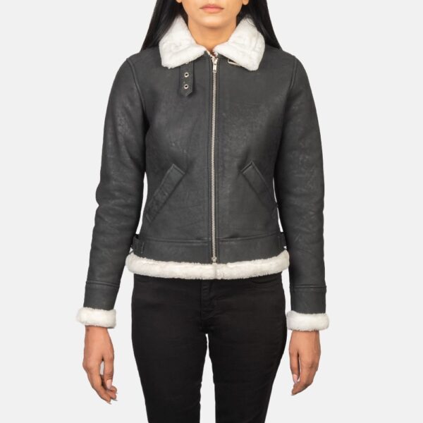 Black and White Sherilyn B-3 Leather Bomber Jacket