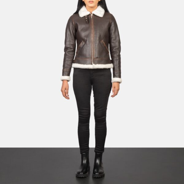 Brown Leather B-3 Bomber Jacket - Sherilyn