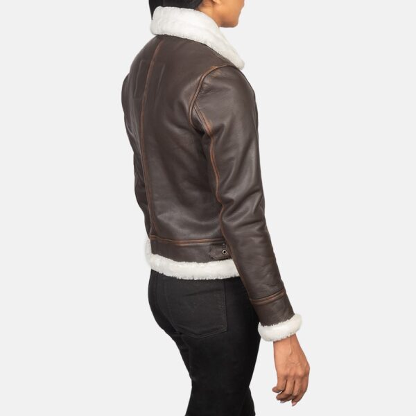 Brown Leather B-3 Bomber Jacket - Sherilyn