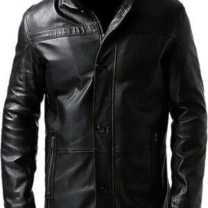 Brown Leather Car Coat for Men's Fashion - Bristol Style