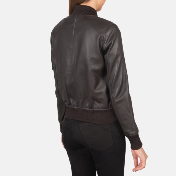 Brown Leather MA-1 Ava Bomber Jacket