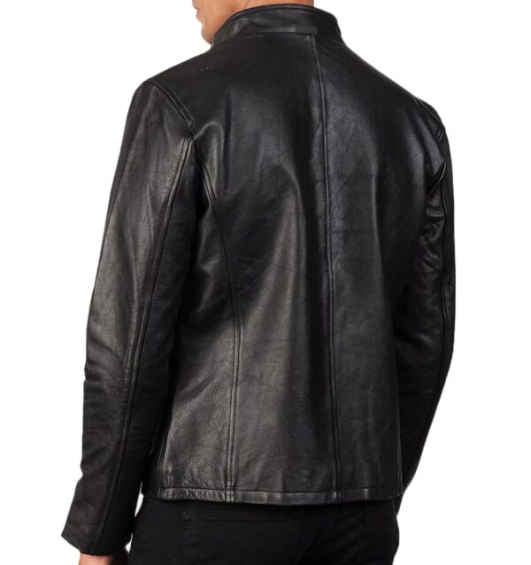 Classic Black Leather Biker Jacket - Alex