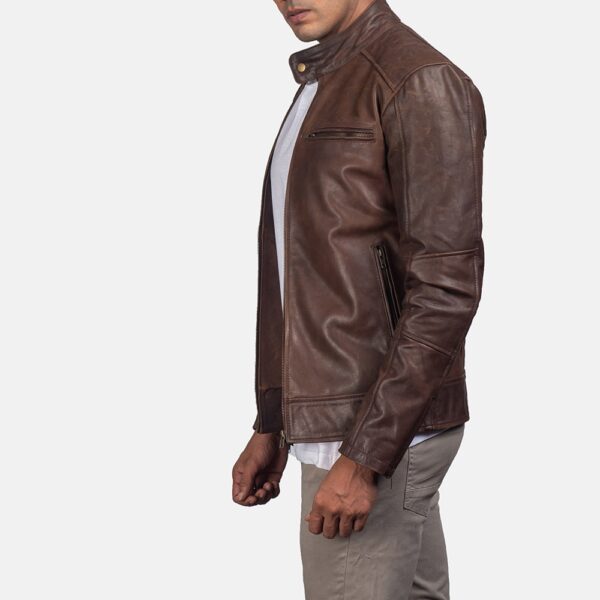 Brown Leather Biker Jacket - The Dean