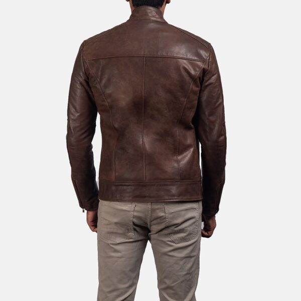 Brown Leather Biker Jacket - The Dean