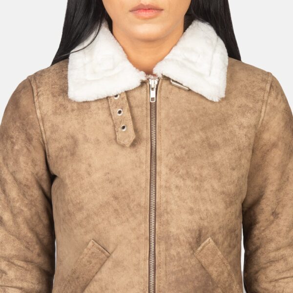 Distressed Brown Sherilyn B-3 Leather Bomber Jacket