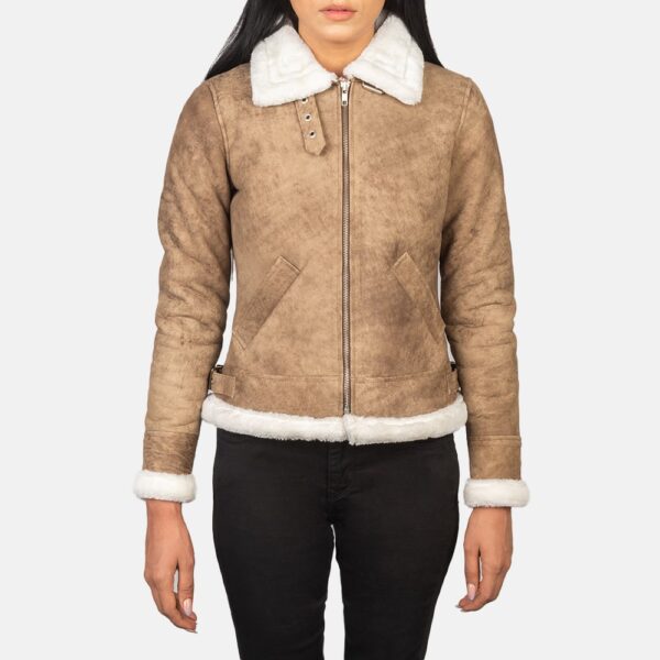 Distressed Brown Sherilyn B-3 Leather Bomber Jacket