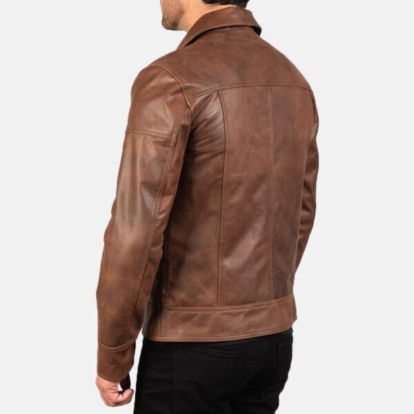 Lavendard Brown Leather Motorcycle Jacket for Men