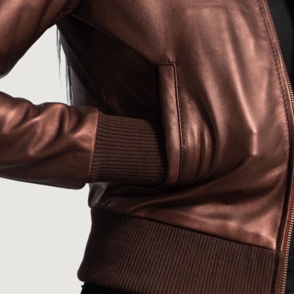 Maroon Leather Reida Bomber Jacket