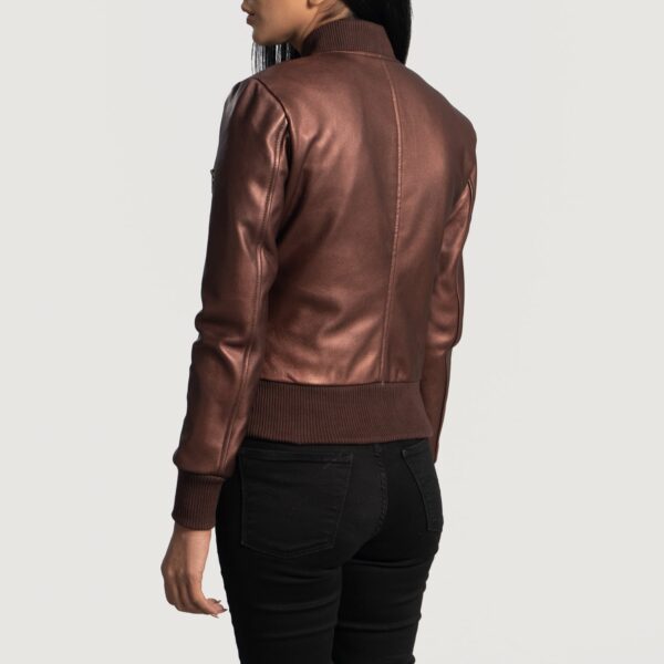 Maroon Leather Reida Bomber Jacket