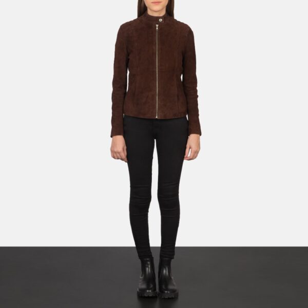 Mocha Suede Biker Jacket for Women - Kelsee