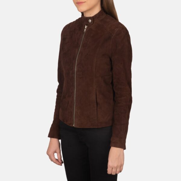 Mocha Suede Biker Jacket for Women - Kelsee