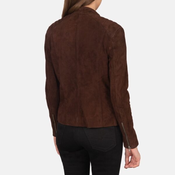 Mocha Suede Biker Jacket for Women - Kelsee