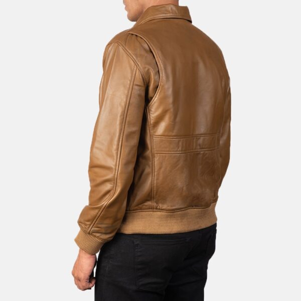 Olive Brown A2 Leather Bomber Jacket - Coffmen