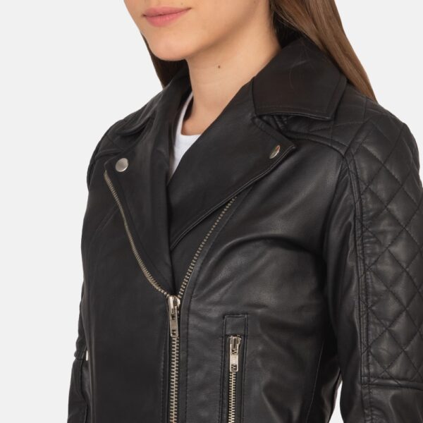 Quilted Black Biker Jacket for Women - Carolyn