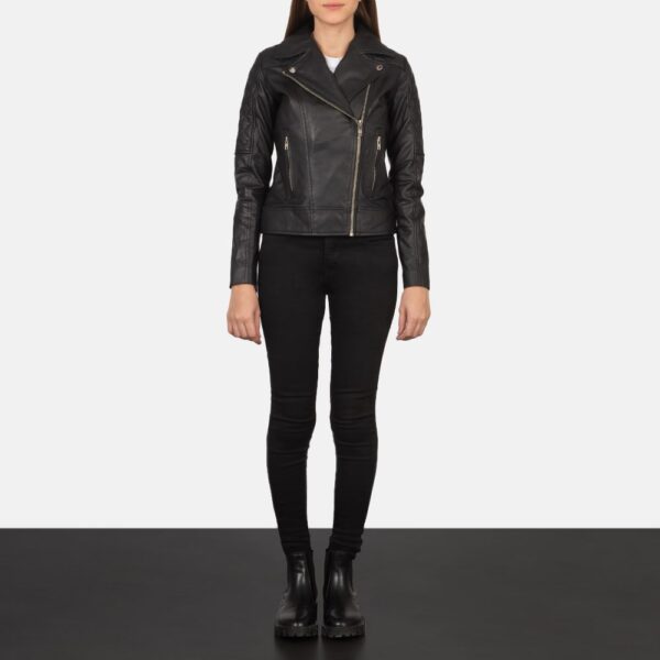 Quilted Black Biker Jacket for Women - Carolyn