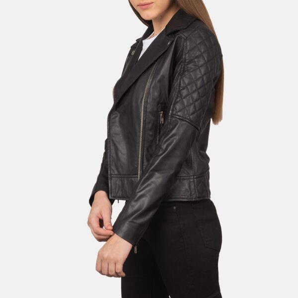 Quilted Black Biker Jacket for Women - Carolyn