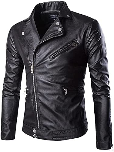 Stylish Men's Synthetic Leather Biker Jacket with Classic Design