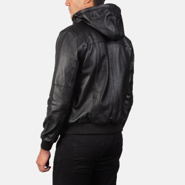 The Bouncer Biz Leather Bomber Jacket in Black