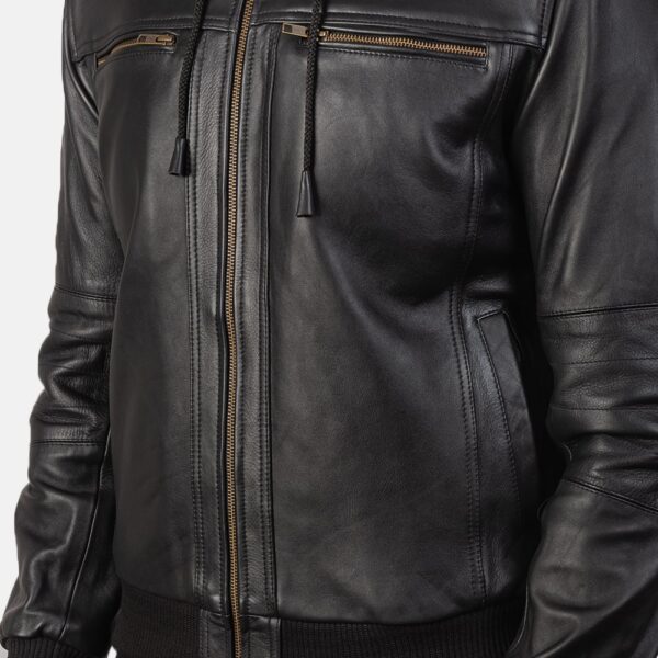 The Bouncer Biz Leather Bomber Jacket in Black