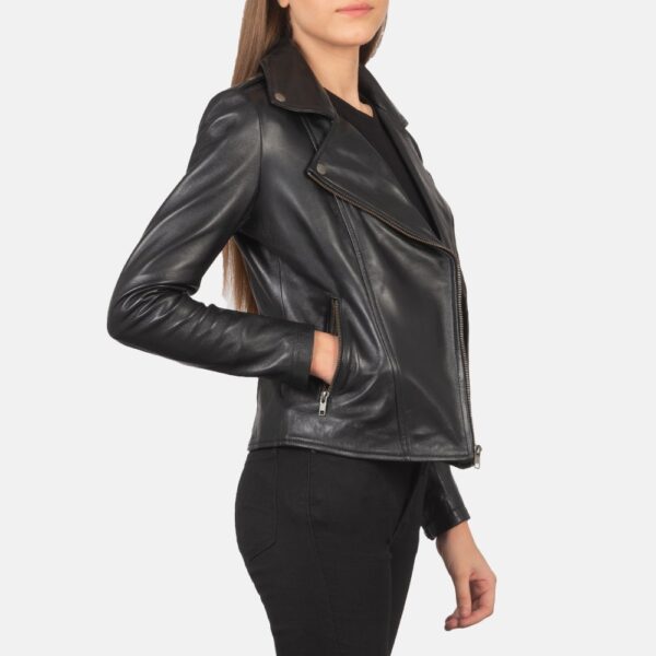 Women's Retro Style Black Leather Biker Jacket