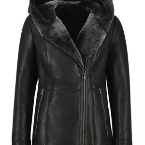 Effortless Elegance Women's Long Hooded Fur Shearling Jacket