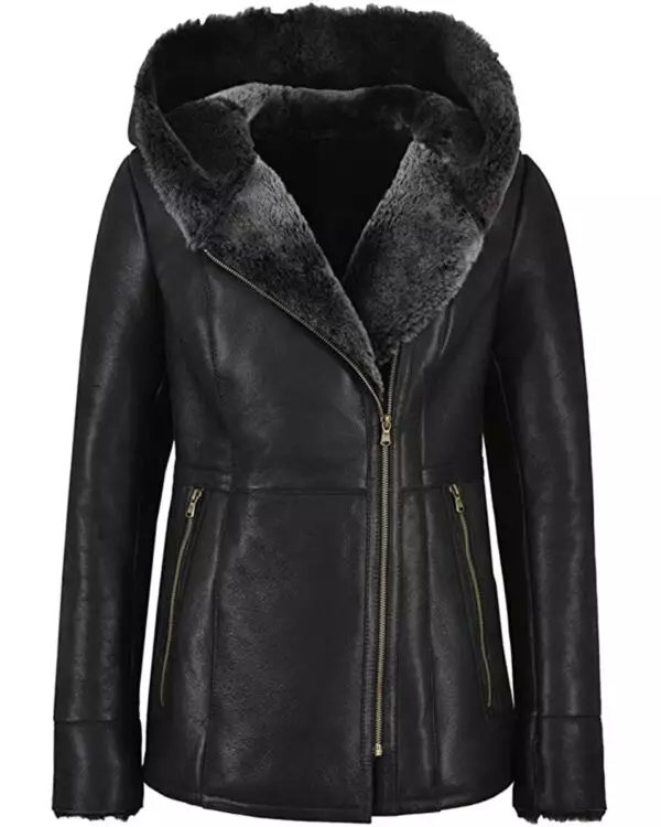 Effortless Elegance Women's Long Hooded Fur Shearling Jacket