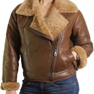 Effortless Style Women's Fur Shearling Flying Bomber Aviator Jacket