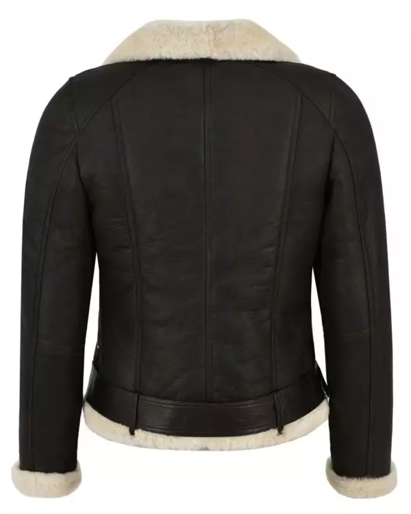 Fashionably Warm: Women's Genuine Leather Faux Fur Shearling Biker Jacket