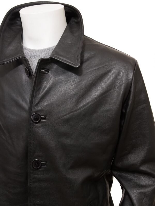 MEN'S BLACK LEATHER COAT: FREMINGTON