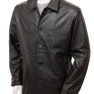 MEN'S BLACK LEATHER COAT: FREMINGTON