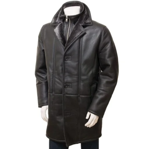 B3 Bomber Hooded Classic Black Shearling Leather Jacket