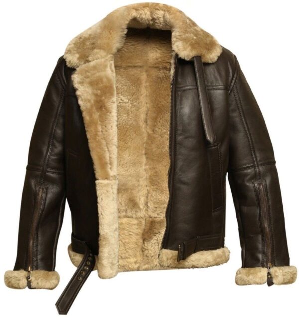 RAF B3 Aviator Brown Bomber Real Shearling Real Sheepskin Leather