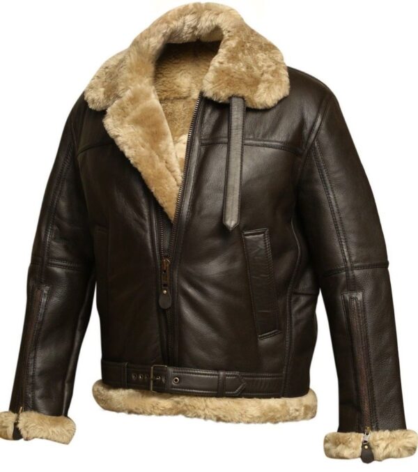 RAF B3 Aviator Brown Bomber Real Shearling Real Sheepskin Leather