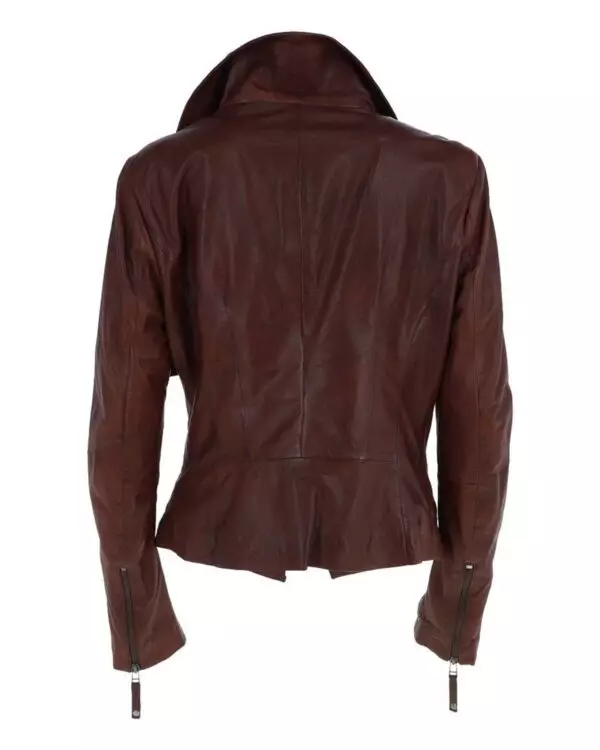 Redefining Style Women's Oxblood Biker Leather Jacket