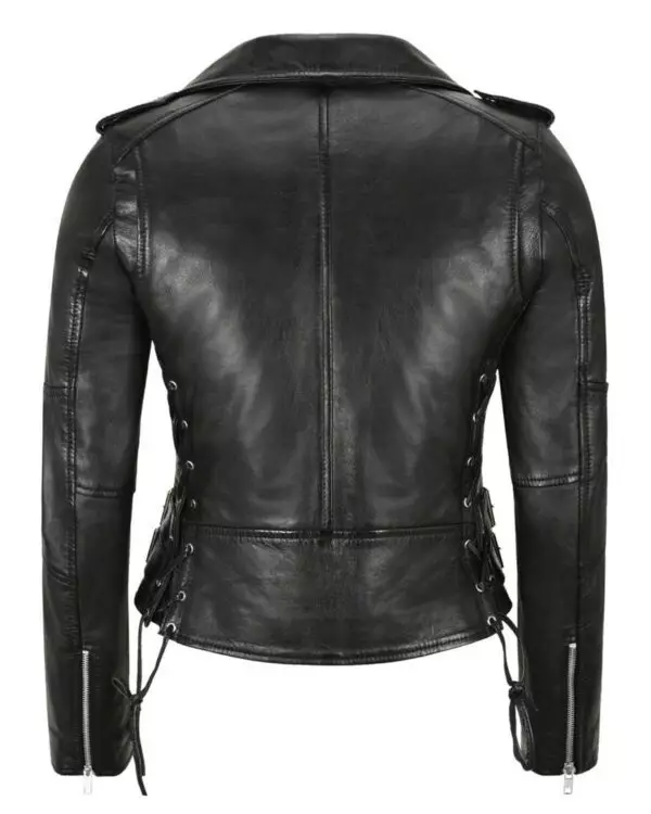 Sleek and Chic Women's Slim Fit Biker Jacket with Stylish Side Lacing