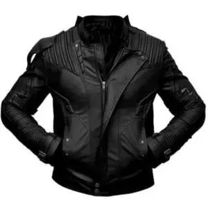 Sleek and Stylish Men's Genuine Sheepskin Leather Biker Jacket with Short Collar in Black