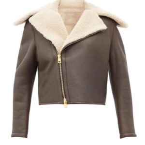 Sophisticated Warmth Women's Chocolate Brown Faux Shearling Sheepskin Leather Jacket