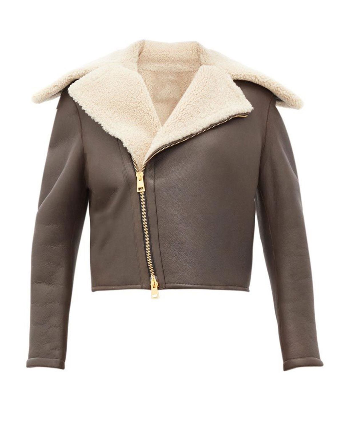 Sophisticated Warmth Women's Chocolate Brown Faux Shearling Sheepskin Leather Jacket