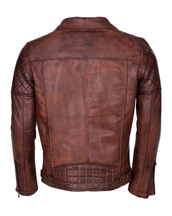 Stylish Men's Genuine Sheepskin Leather Jacket Distressed Brown Brando Biker Design