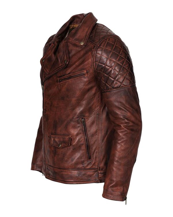 Stylish Men's Genuine Sheepskin Leather Jacket Distressed Brown Brando Biker Design